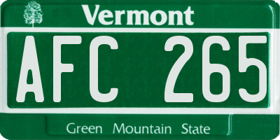 VT license plate AFC265