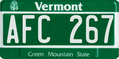 VT license plate AFC267
