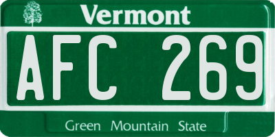 VT license plate AFC269