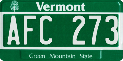 VT license plate AFC273