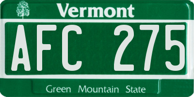 VT license plate AFC275