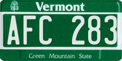VT license plate AFC283
