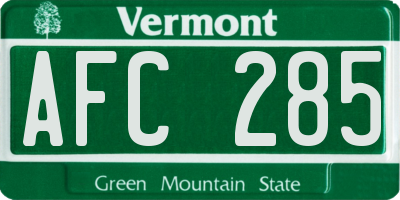 VT license plate AFC285