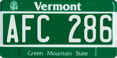 VT license plate AFC286
