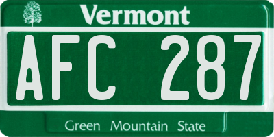 VT license plate AFC287