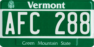 VT license plate AFC288