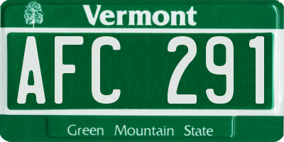 VT license plate AFC291