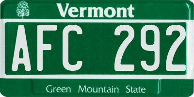 VT license plate AFC292