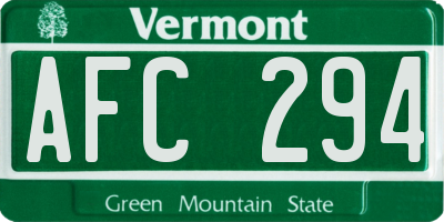VT license plate AFC294