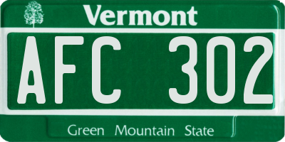 VT license plate AFC302
