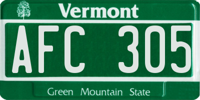 VT license plate AFC305