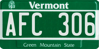 VT license plate AFC306