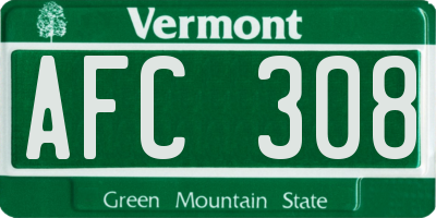 VT license plate AFC308
