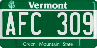 VT license plate AFC309