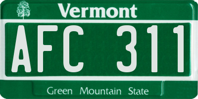 VT license plate AFC311