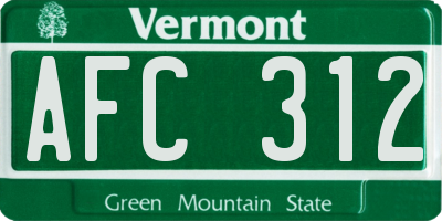 VT license plate AFC312