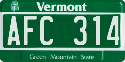 VT license plate AFC314