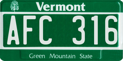 VT license plate AFC316