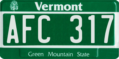 VT license plate AFC317