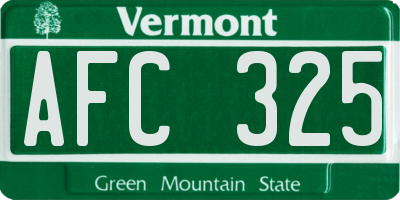 VT license plate AFC325