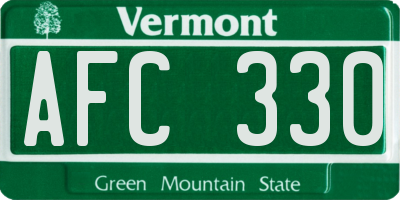 VT license plate AFC330