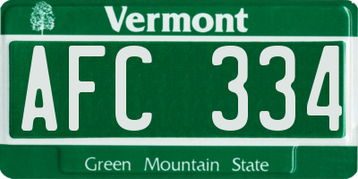 VT license plate AFC334