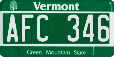 VT license plate AFC346