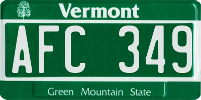 VT license plate AFC349