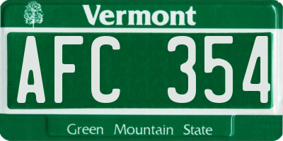 VT license plate AFC354
