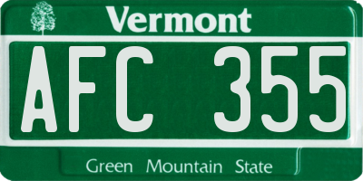 VT license plate AFC355