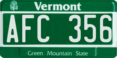 VT license plate AFC356