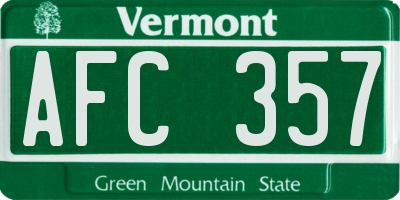 VT license plate AFC357