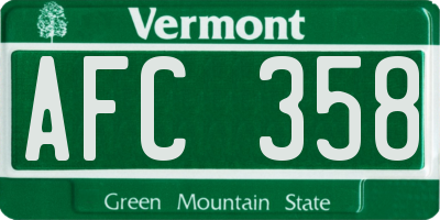 VT license plate AFC358