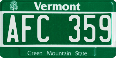 VT license plate AFC359