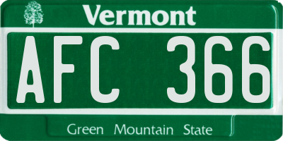 VT license plate AFC366