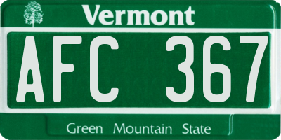 VT license plate AFC367