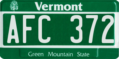 VT license plate AFC372