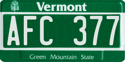 VT license plate AFC377