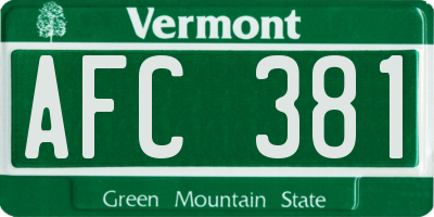 VT license plate AFC381