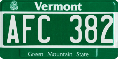 VT license plate AFC382