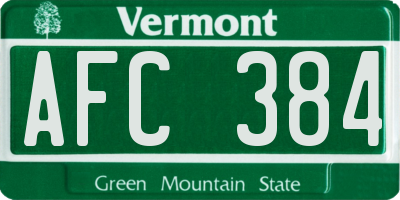 VT license plate AFC384