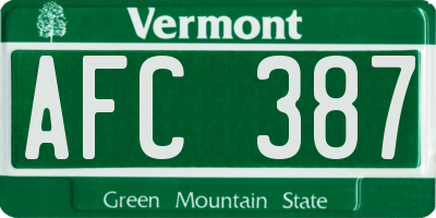 VT license plate AFC387