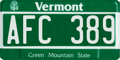 VT license plate AFC389