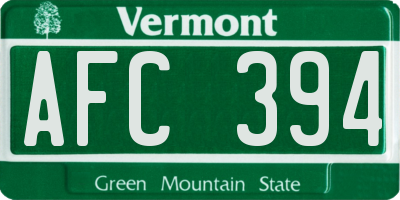 VT license plate AFC394
