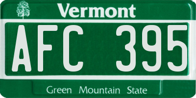 VT license plate AFC395