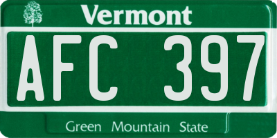 VT license plate AFC397
