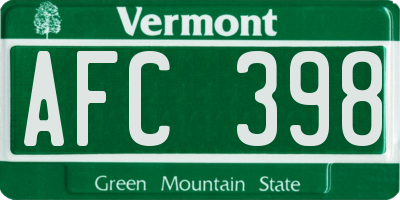 VT license plate AFC398