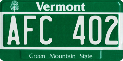 VT license plate AFC402