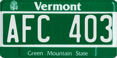 VT license plate AFC403