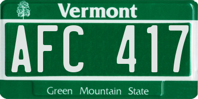 VT license plate AFC417